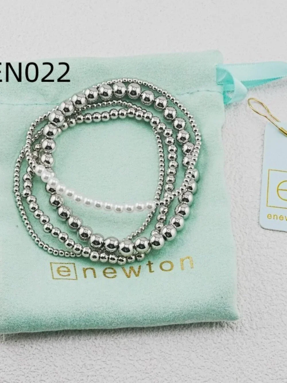 Enewton Platinum Bead & Pearl Bracelet
